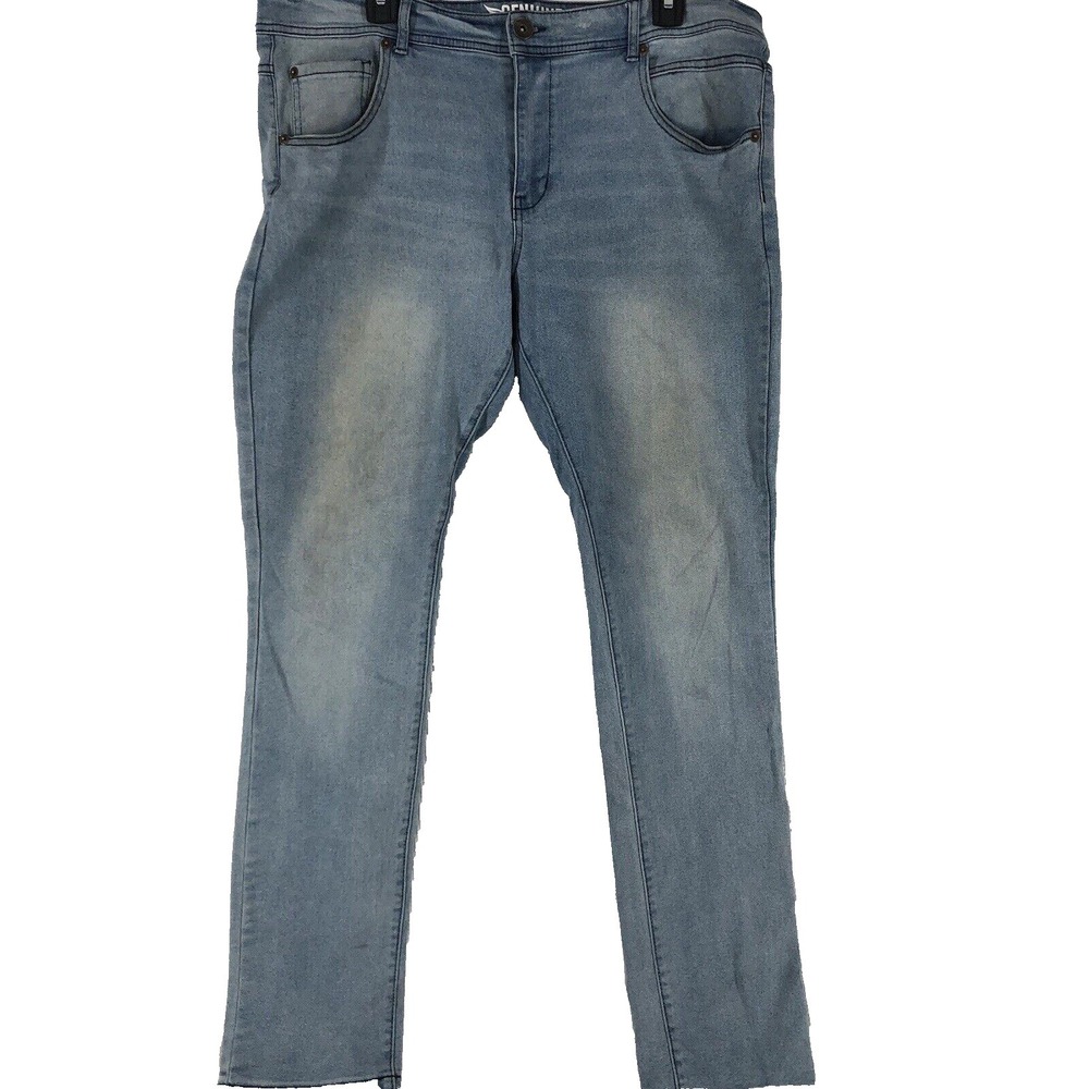 Genuine authentic jeans mens 36 x 32 blue denim stretch comfort distressed
